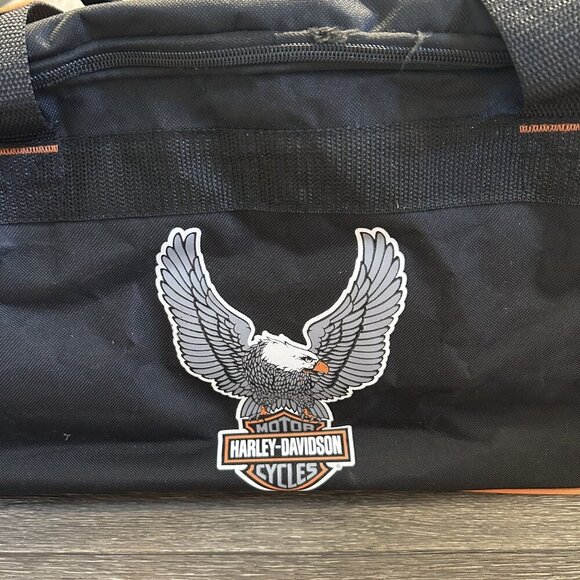 NWOT Genuine Harley Davidson Black Duffel Bag 21x10x10 Gym Travel Zip Closure - Picture 7 of 13